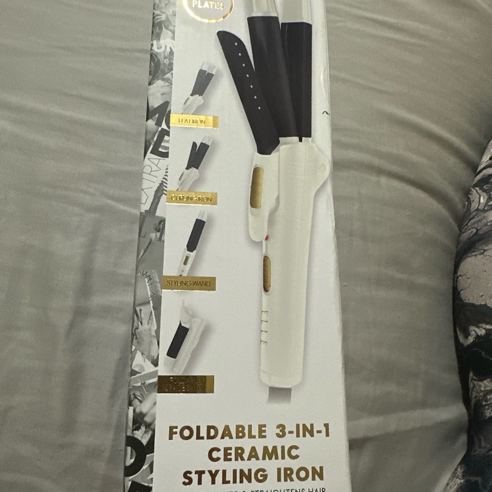Elle Foldable 3 In 1 Ceramic Styling Iron 1” Plates Curls,waves,&straightens NEW